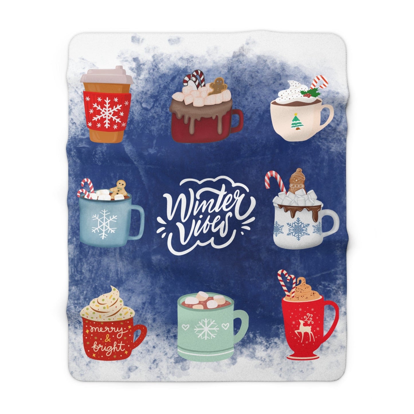 Winter Vibes Holiday Drinks Sherpa Fleece Blanket