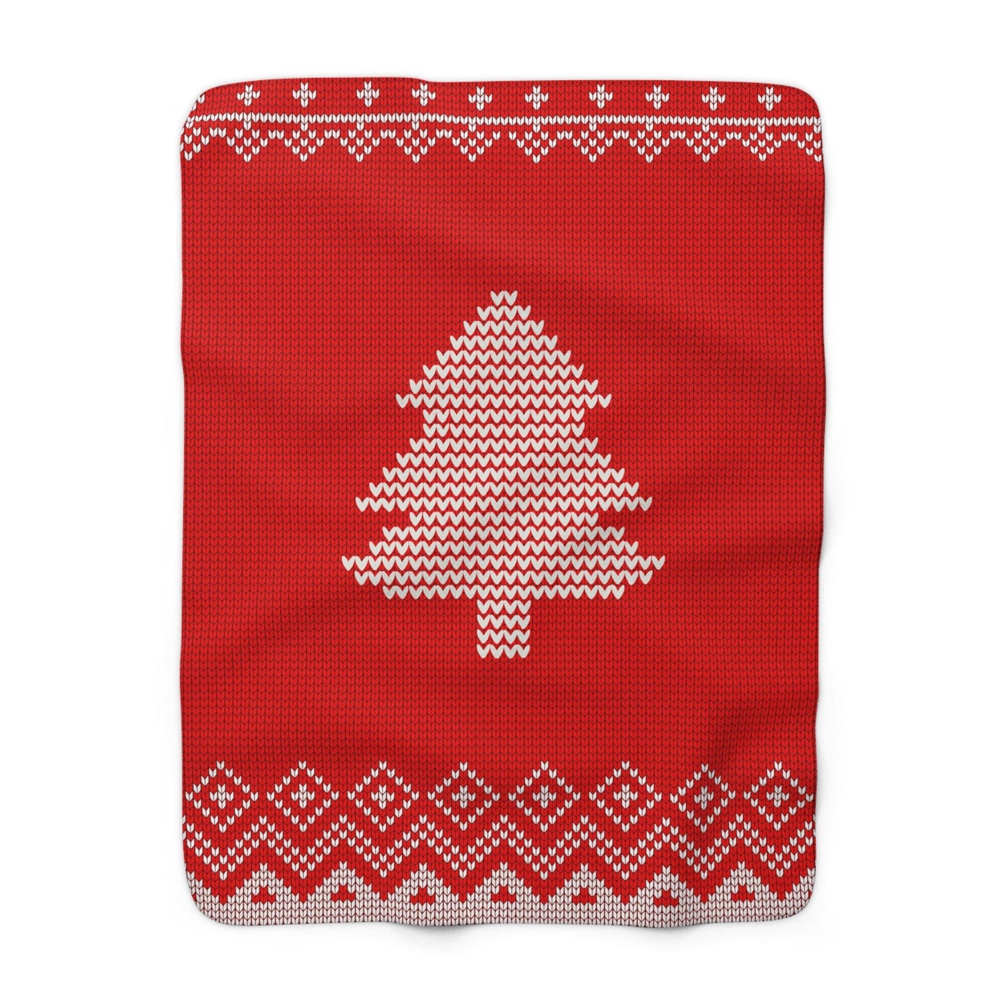 Knit Christmas Tree Sherpa Fleece Blanket