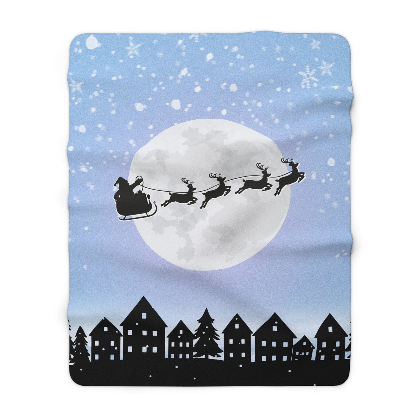 Santa Reindeer Sleigh Sherpa Fleece Blanket