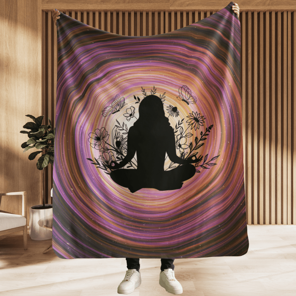 Meditate Garden Sherpa Fleece Blanket