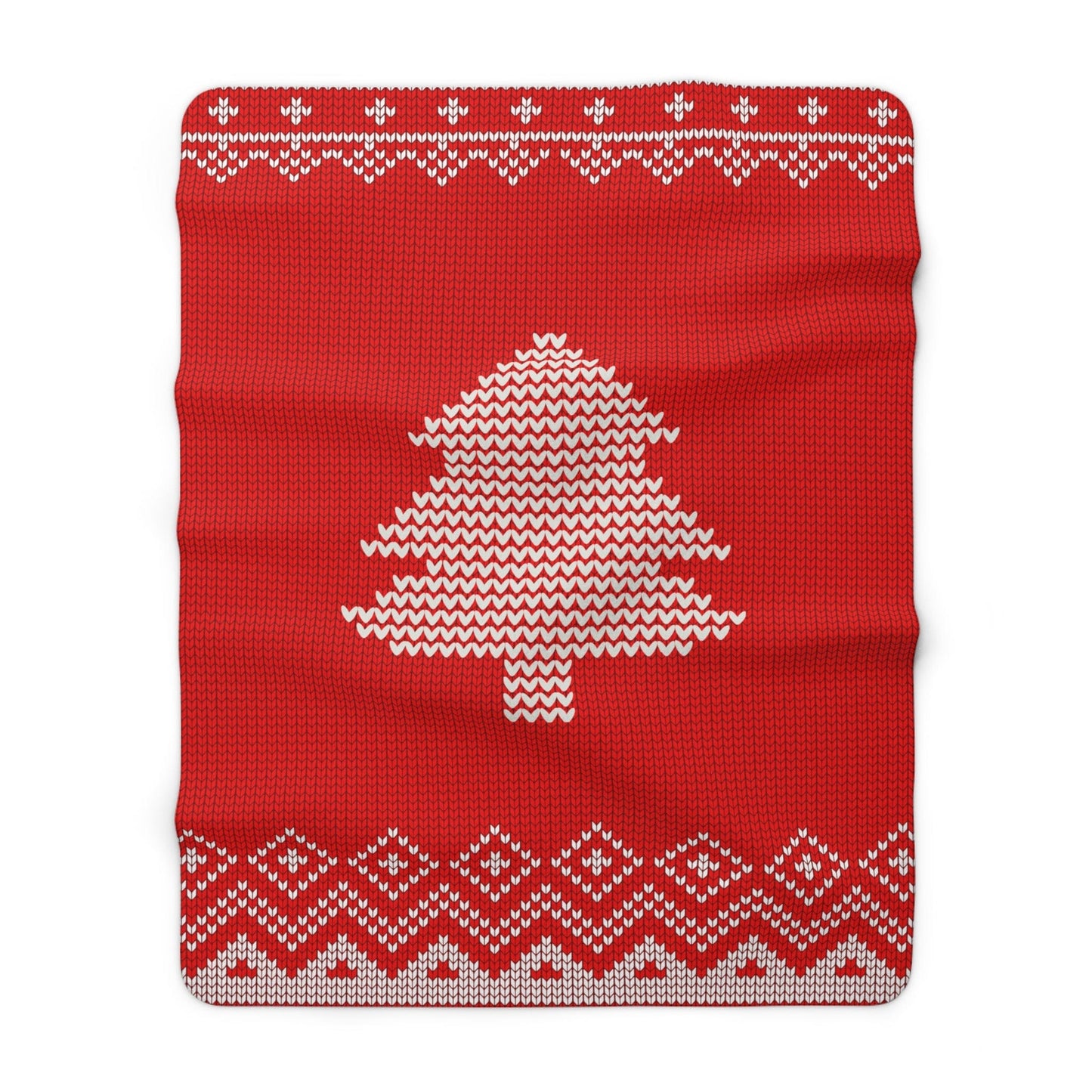 Knit Christmas Tree Sherpa Fleece Blanket