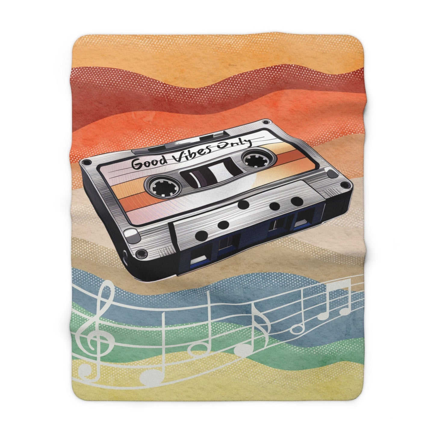 Cassette Tape, Good Vibes Only, Sherpa Fleece Blanket