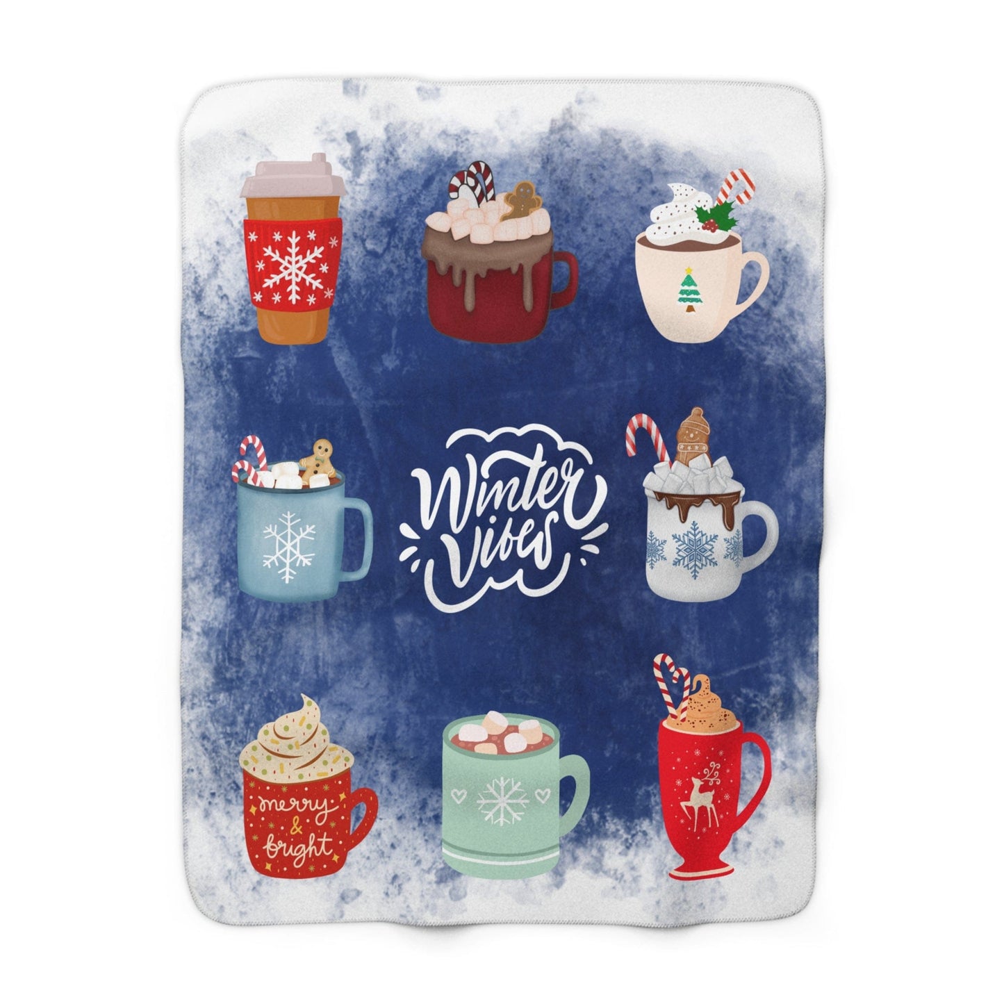 Winter Vibes Holiday Drinks Sherpa Fleece Blanket