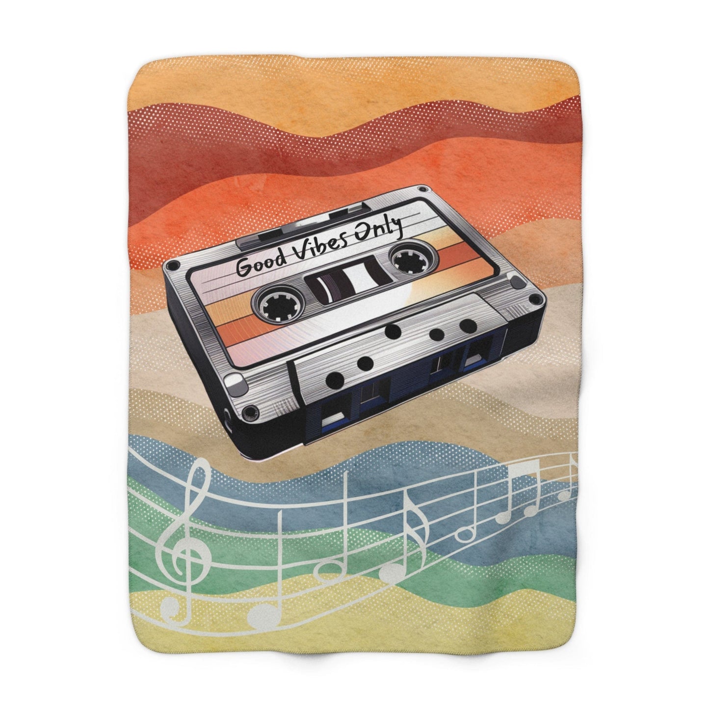 Cassette Tape, Good Vibes Only, Sherpa Fleece Blanket