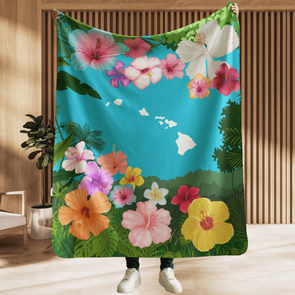 Hawaii State of Mind Sherpa Fleece Blanket