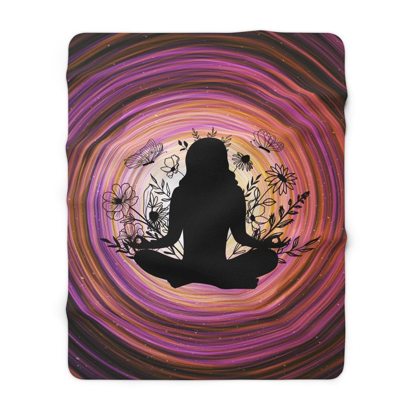 Meditate Garden Sherpa Fleece Blanket