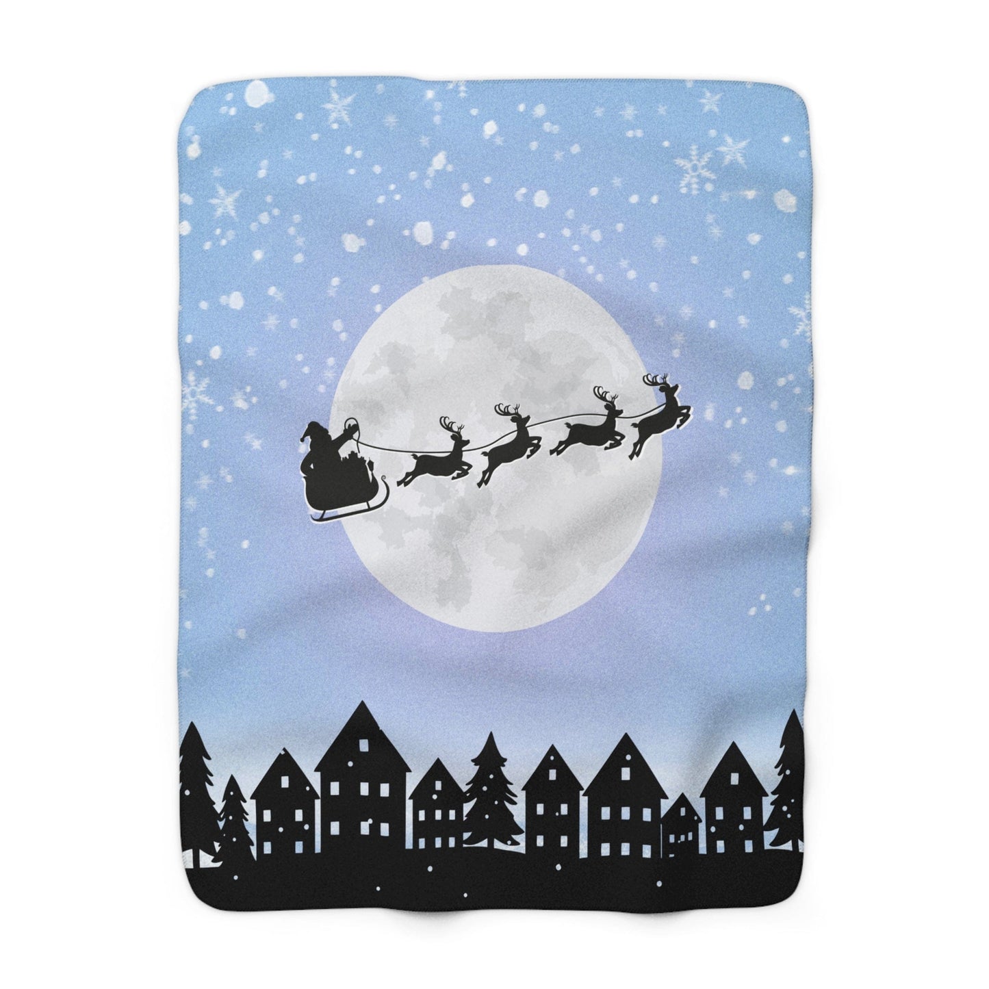 Santa Reindeer Sleigh Sherpa Fleece Blanket