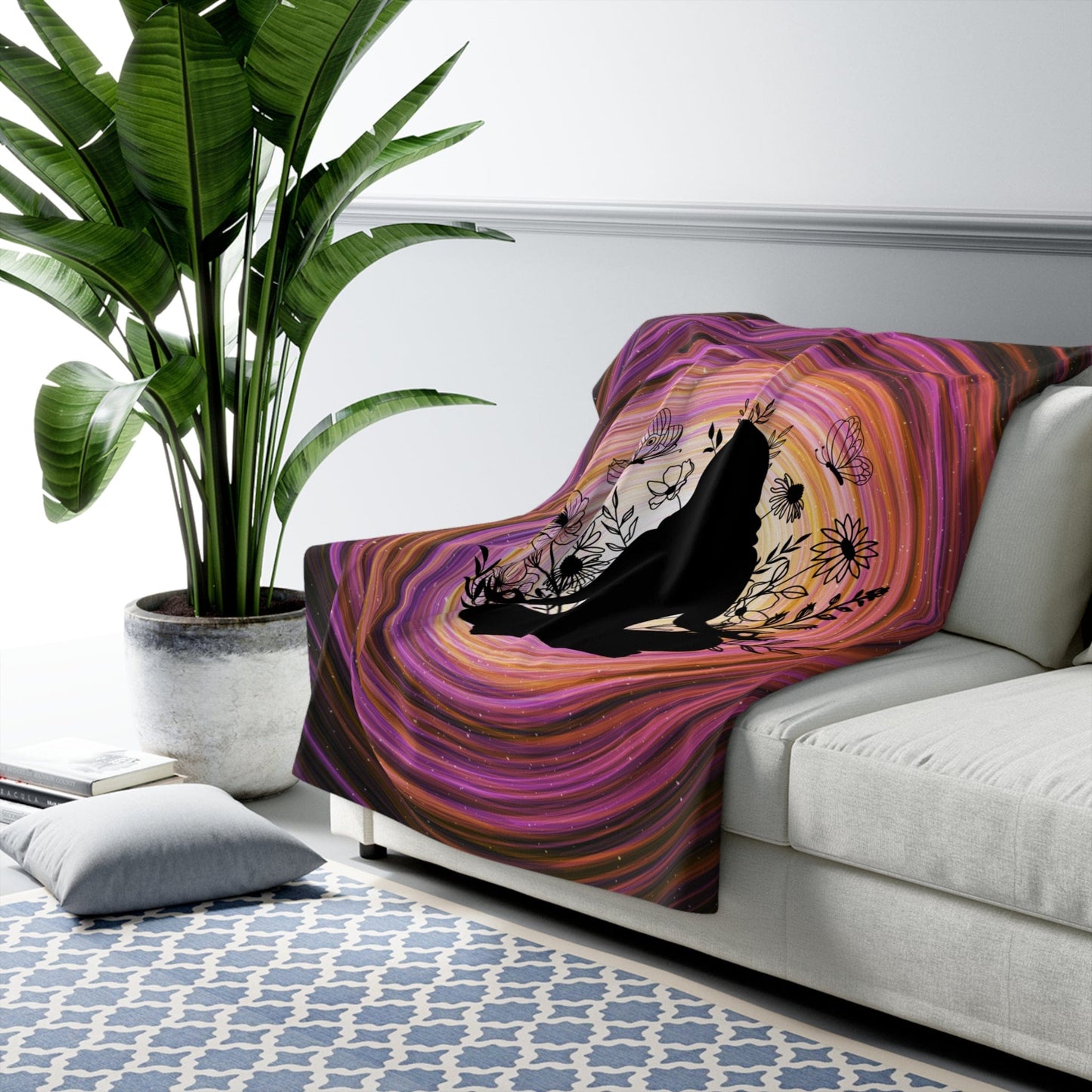 Meditate Garden Sherpa Fleece Blanket