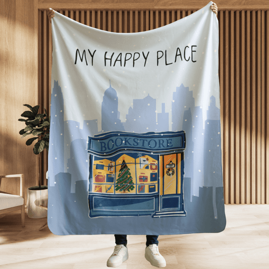 My Happy Place Bookstore Sherpa Fleece Blanket