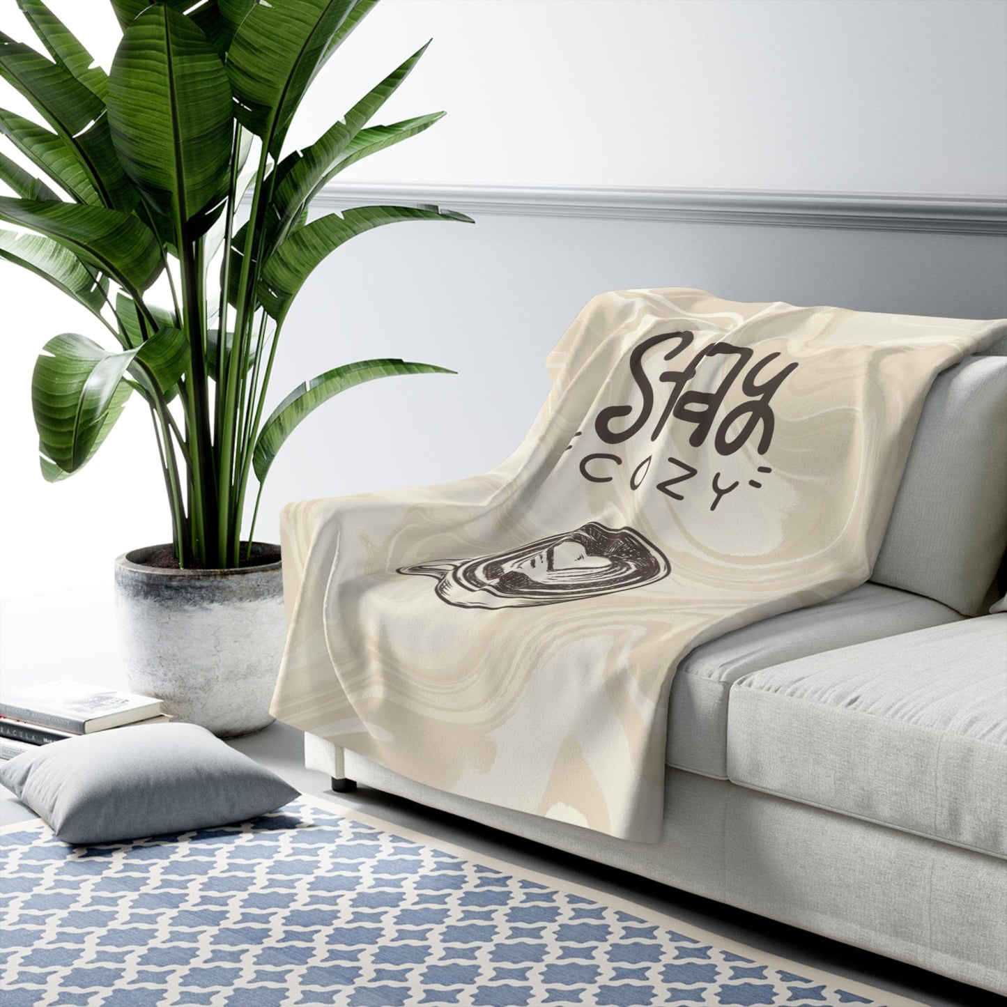 Stay Cozy Latte Coffee Sherpa Fleece Blanket