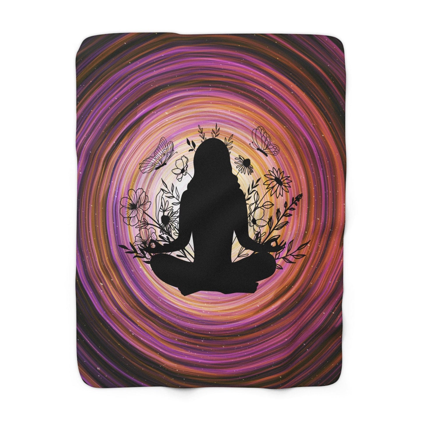 Meditate Garden Sherpa Fleece Blanket