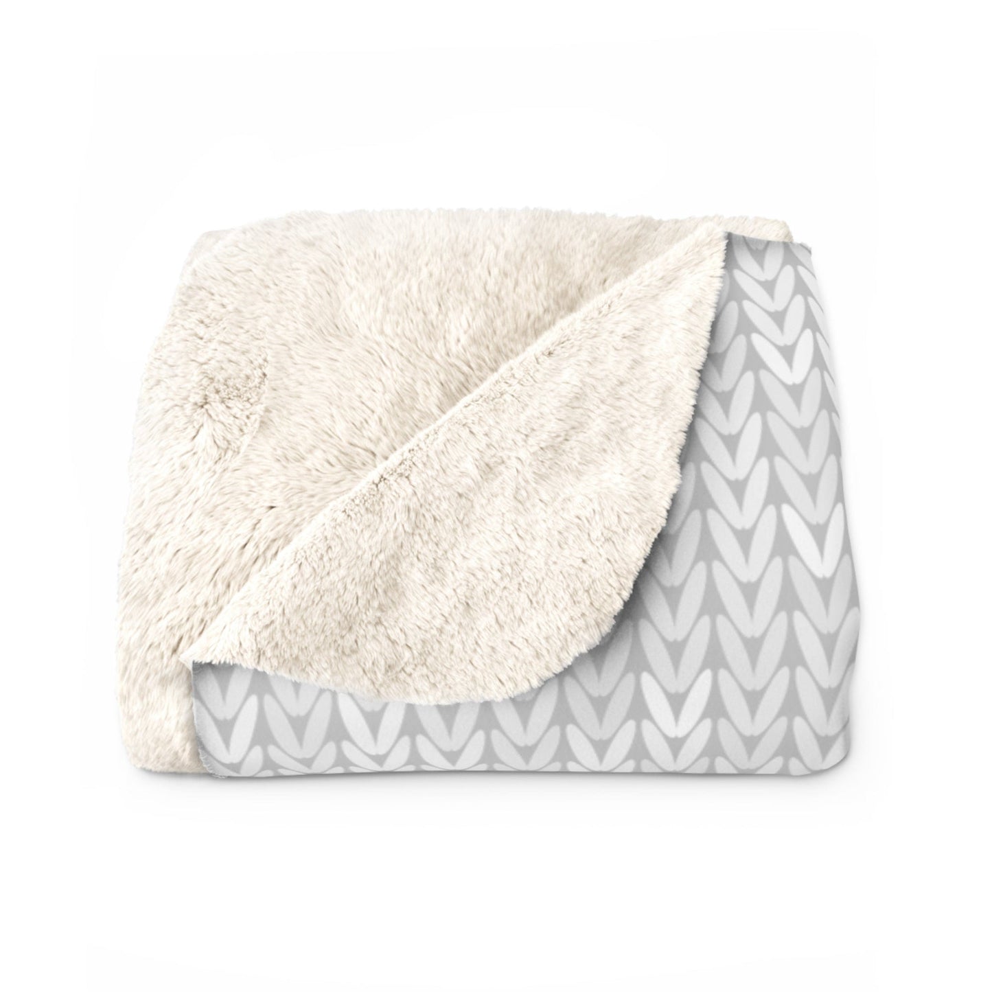 Knit Deer Sherpa Fleece Blanket - White