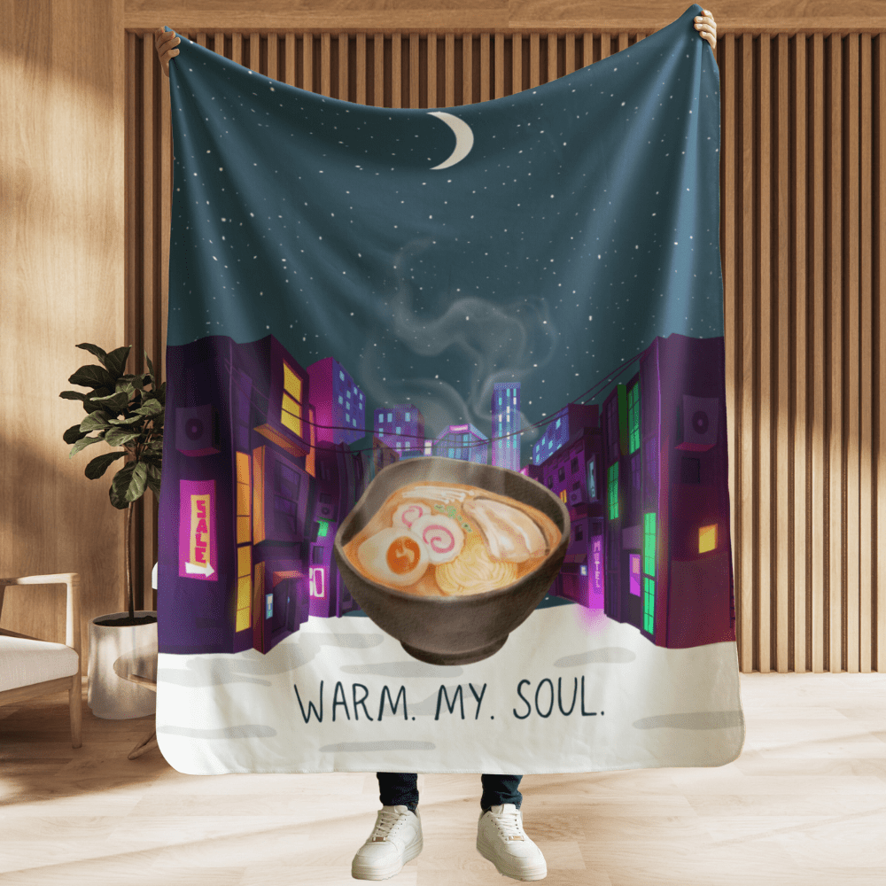 Ramen Warm My Soul Japan Sherpa Fleece Blanket