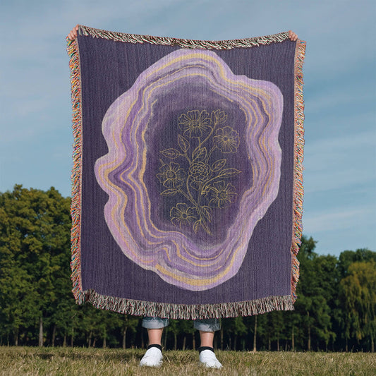 Amethyst Flower Woven Blanket