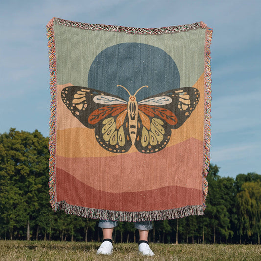 Blue Moon Butterfly Woven Blanket