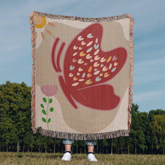 Butterfly Hearts Woven Blanket