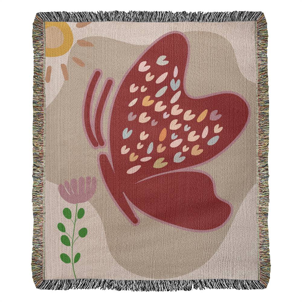 Butterfly Hearts Woven Blanket