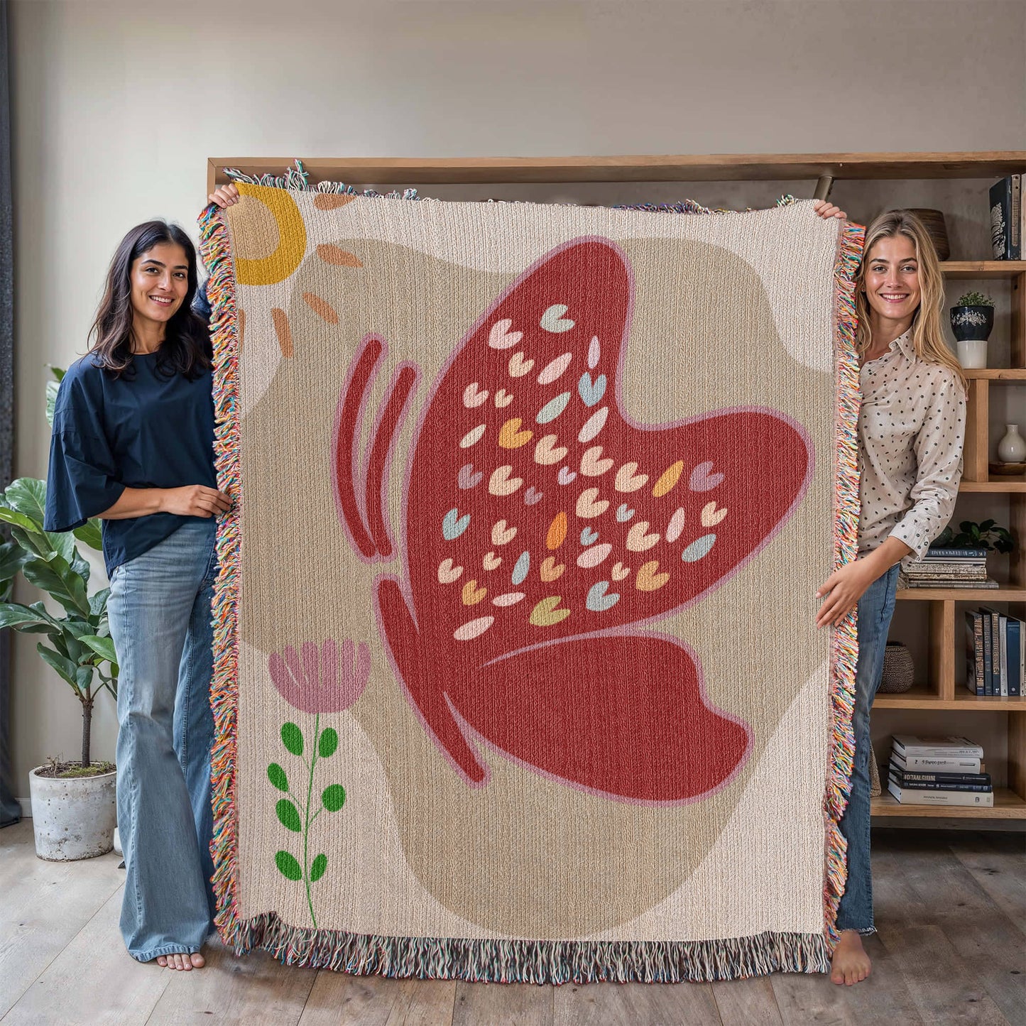 Butterfly Hearts Woven Blanket