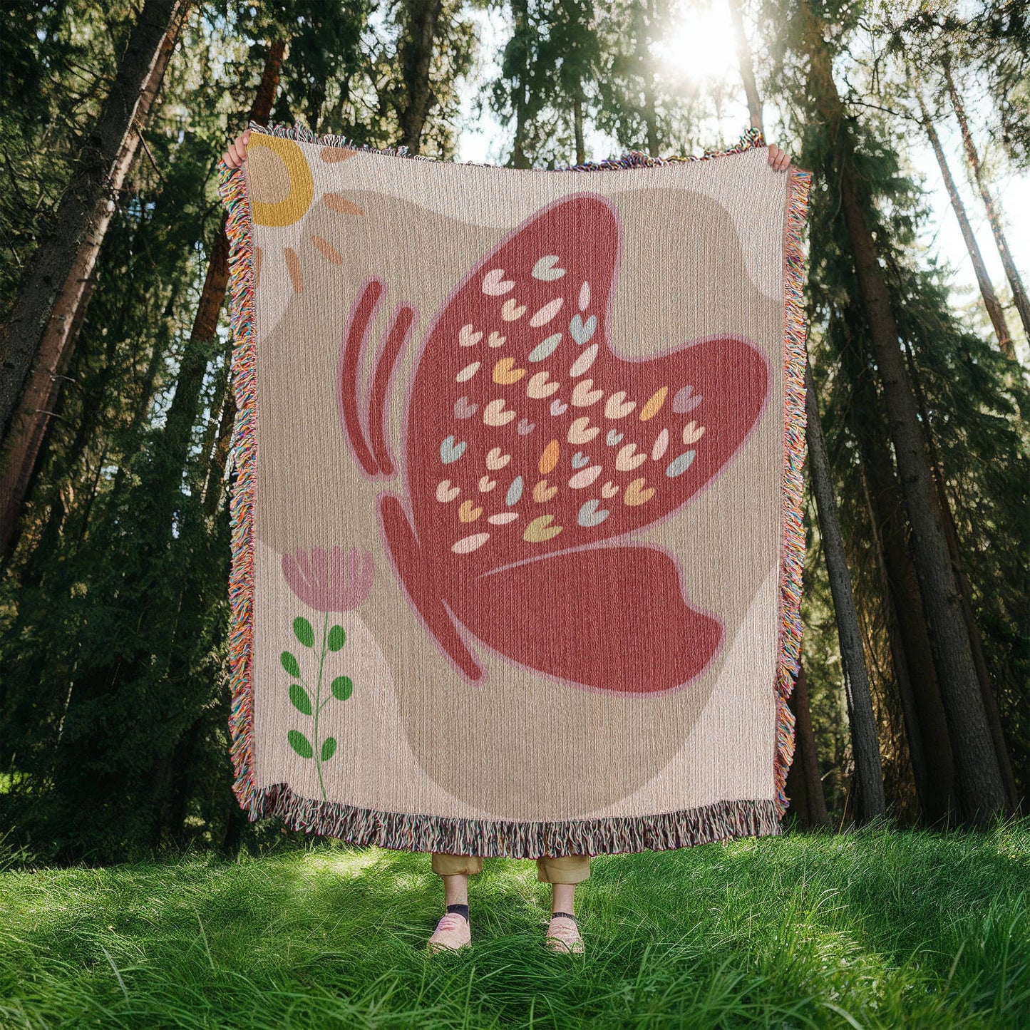 Butterfly Hearts Woven Blanket