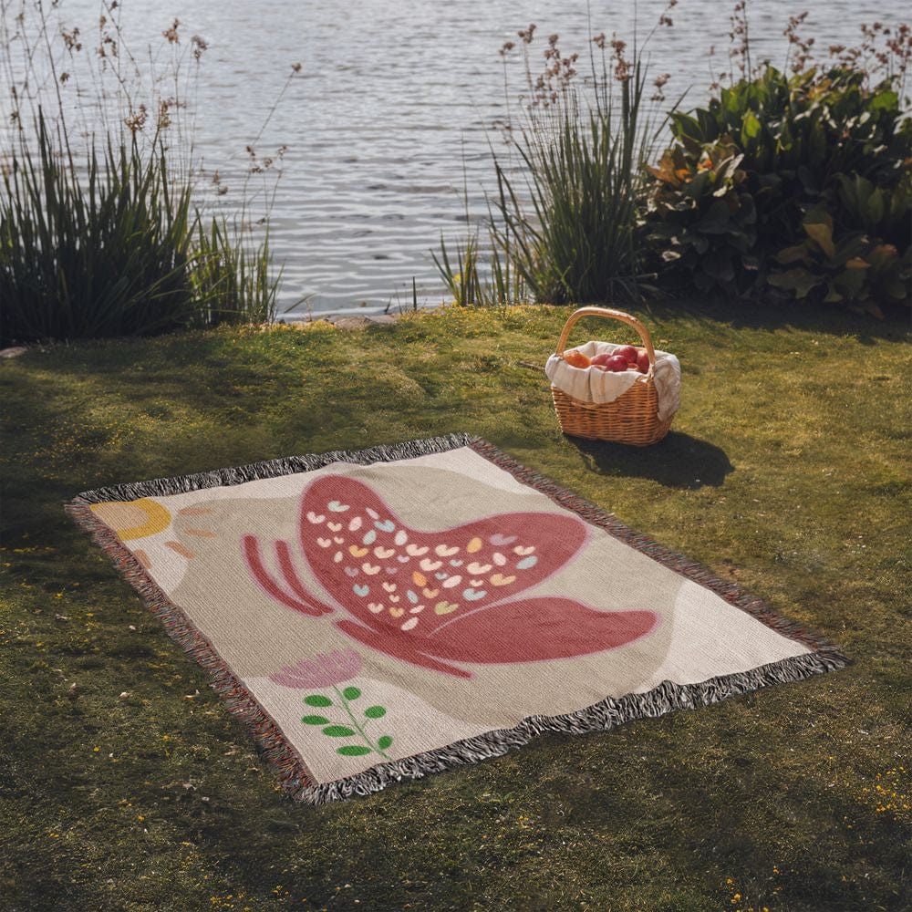 Butterfly Hearts Woven Blanket