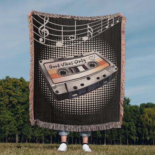 Cassette Tape, Good Vibes Only Woven Blanket