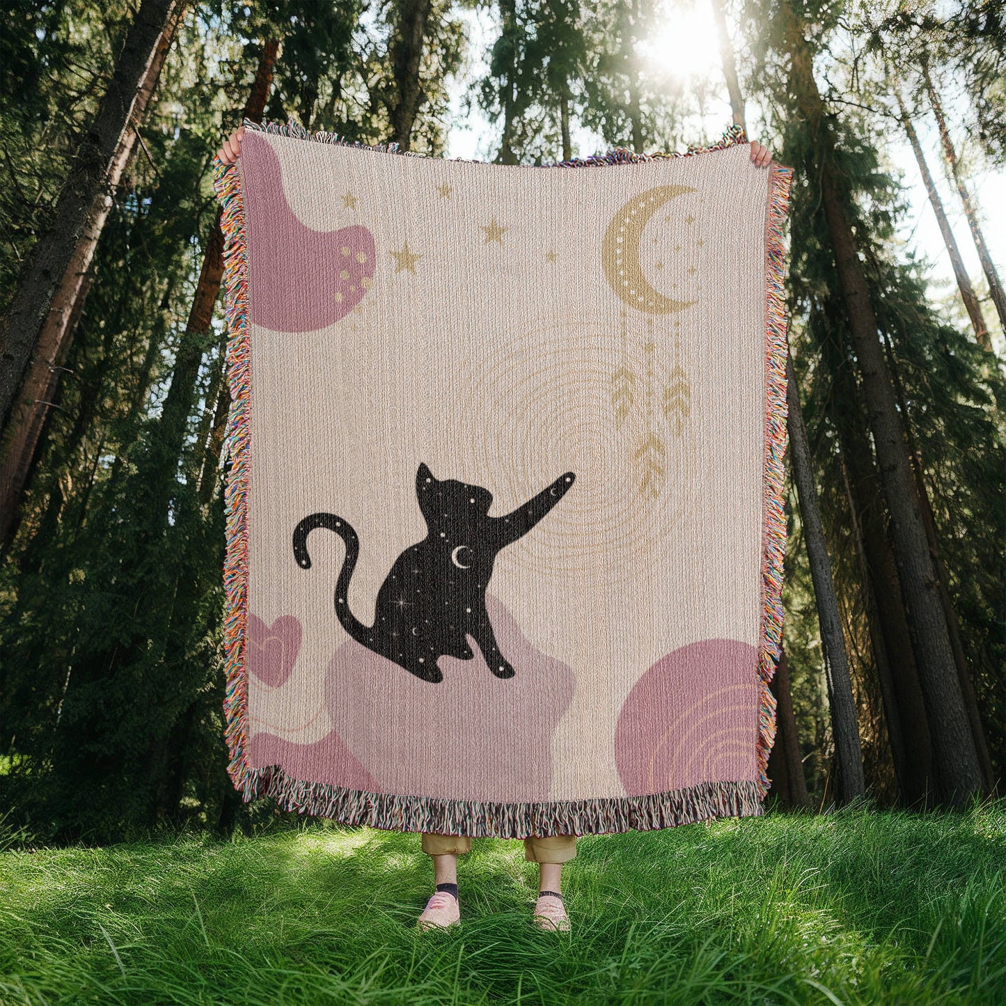 Dreamy Cat Woven Blanket