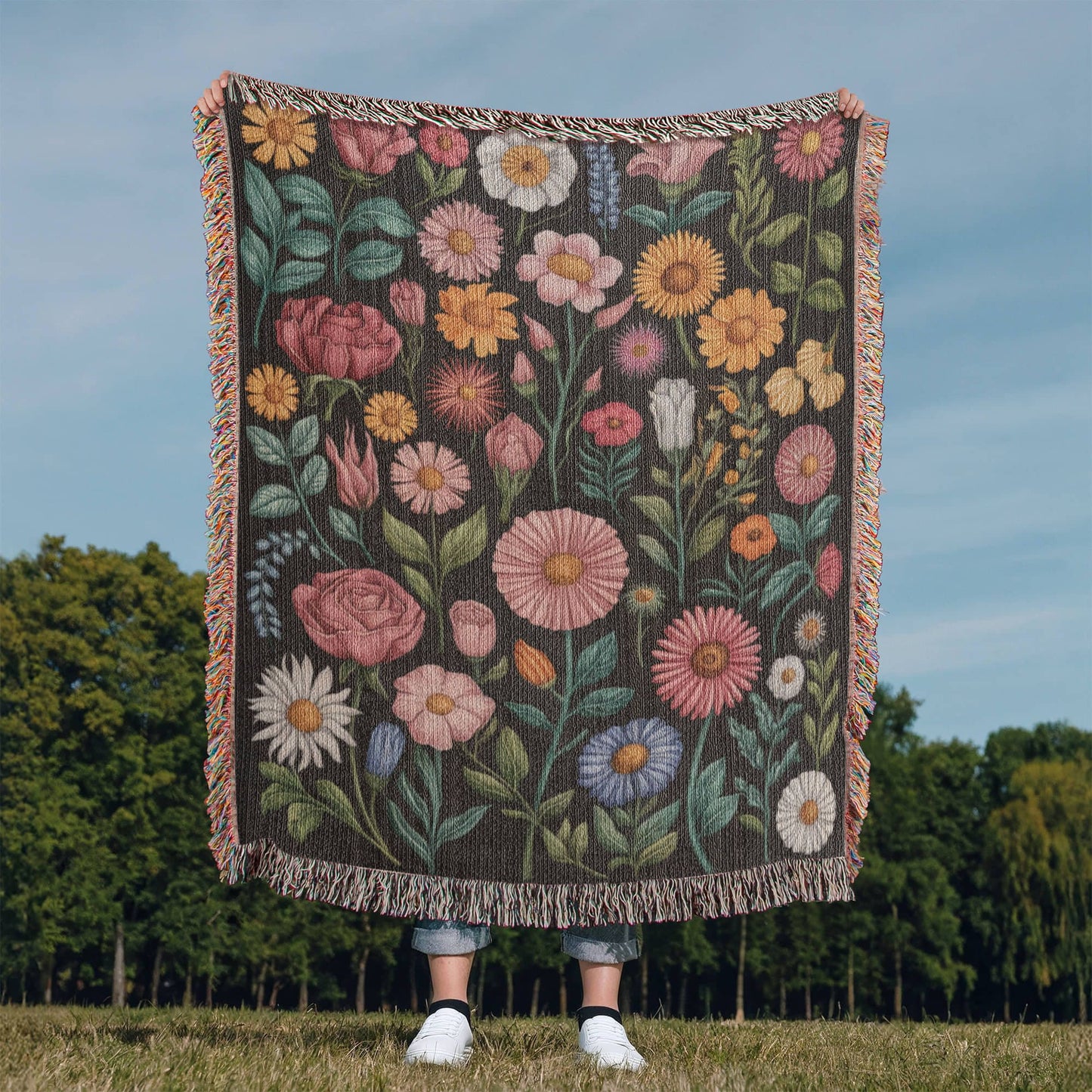 Flower Garden Woven Blanket