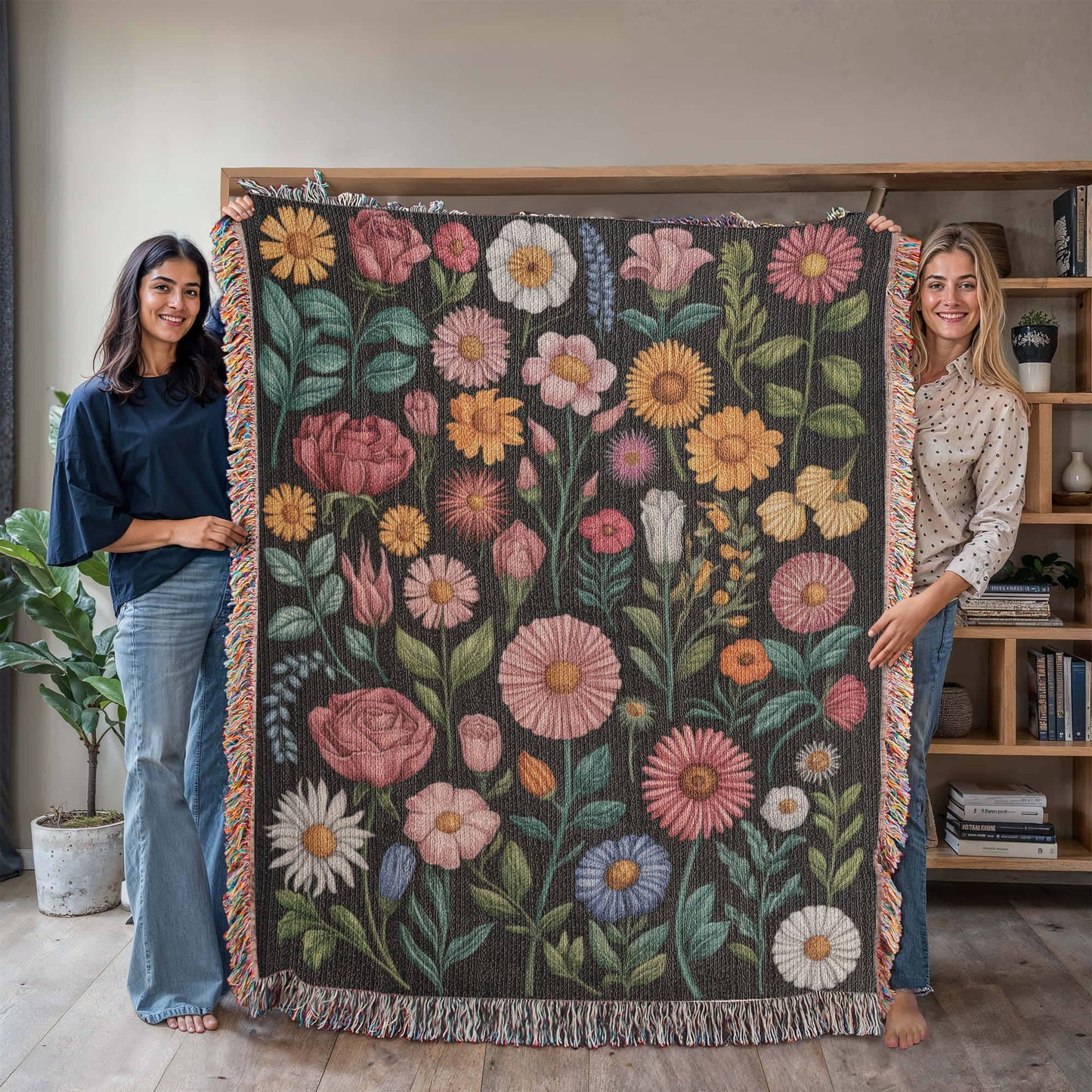 Flower Garden Woven Blanket