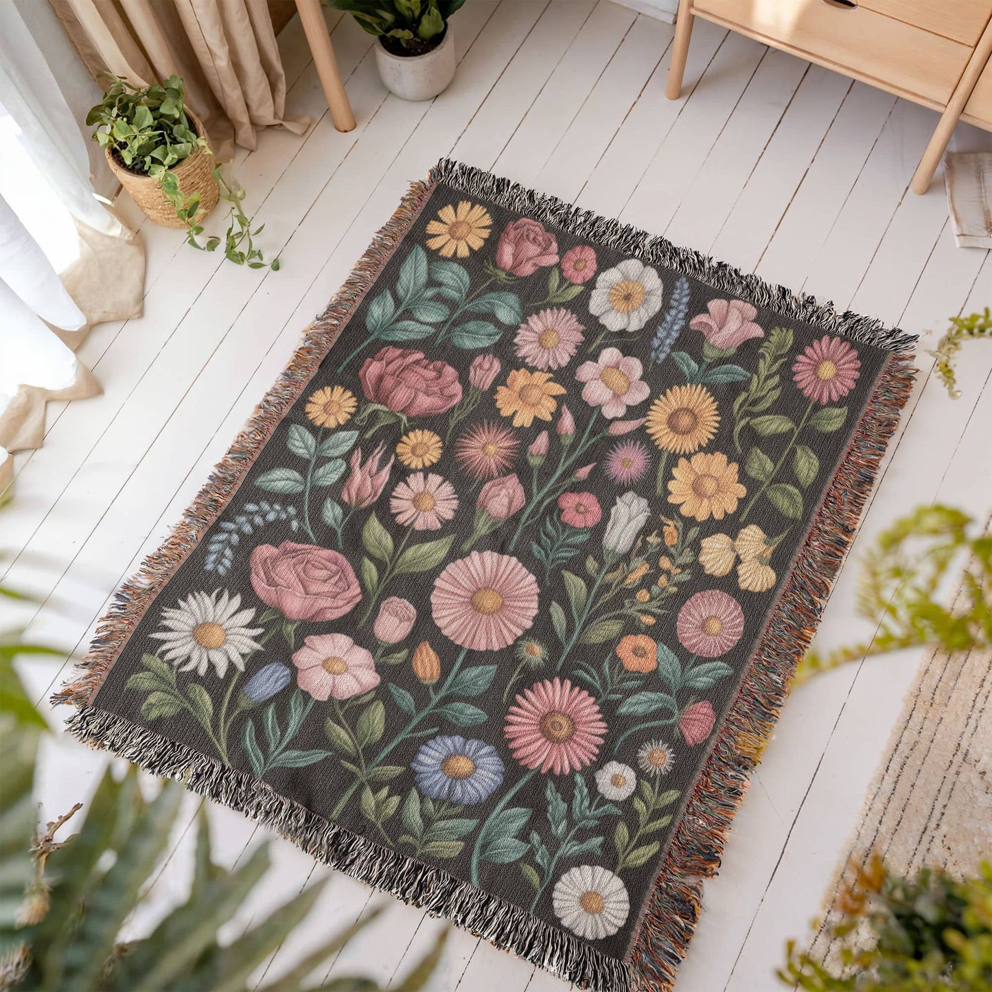 Flower Garden Woven Blanket