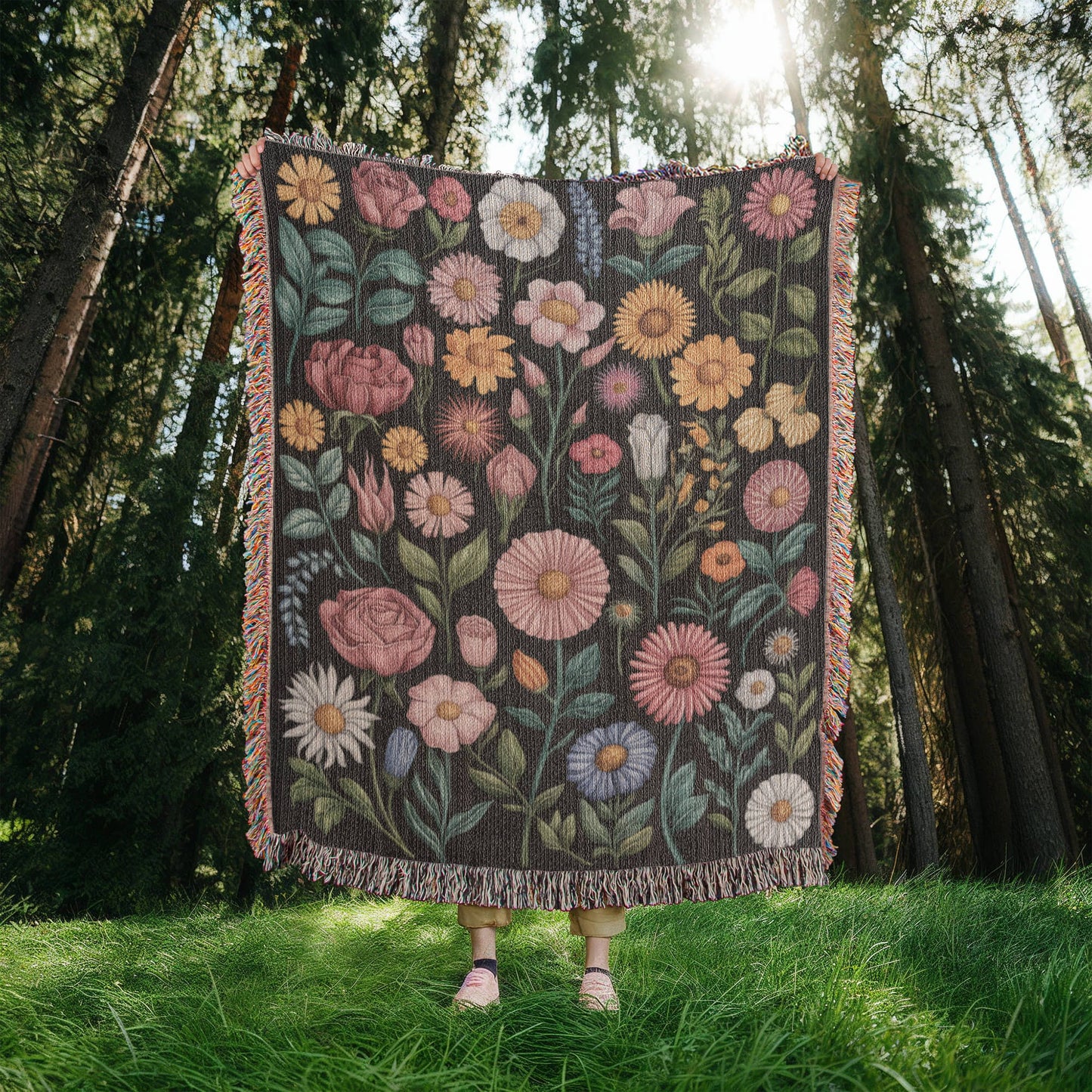 Flower Garden Woven Blanket