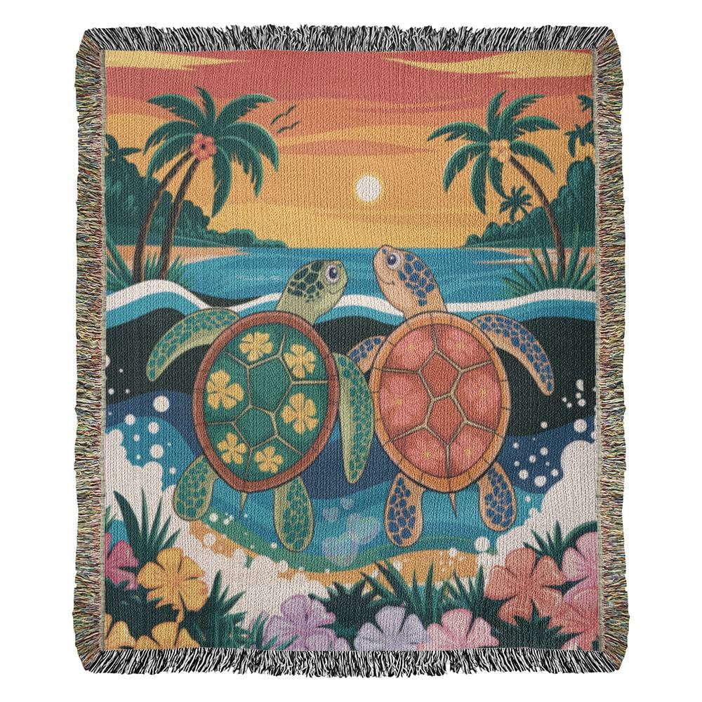 Hawaiian Sea Turtles Woven Blanket