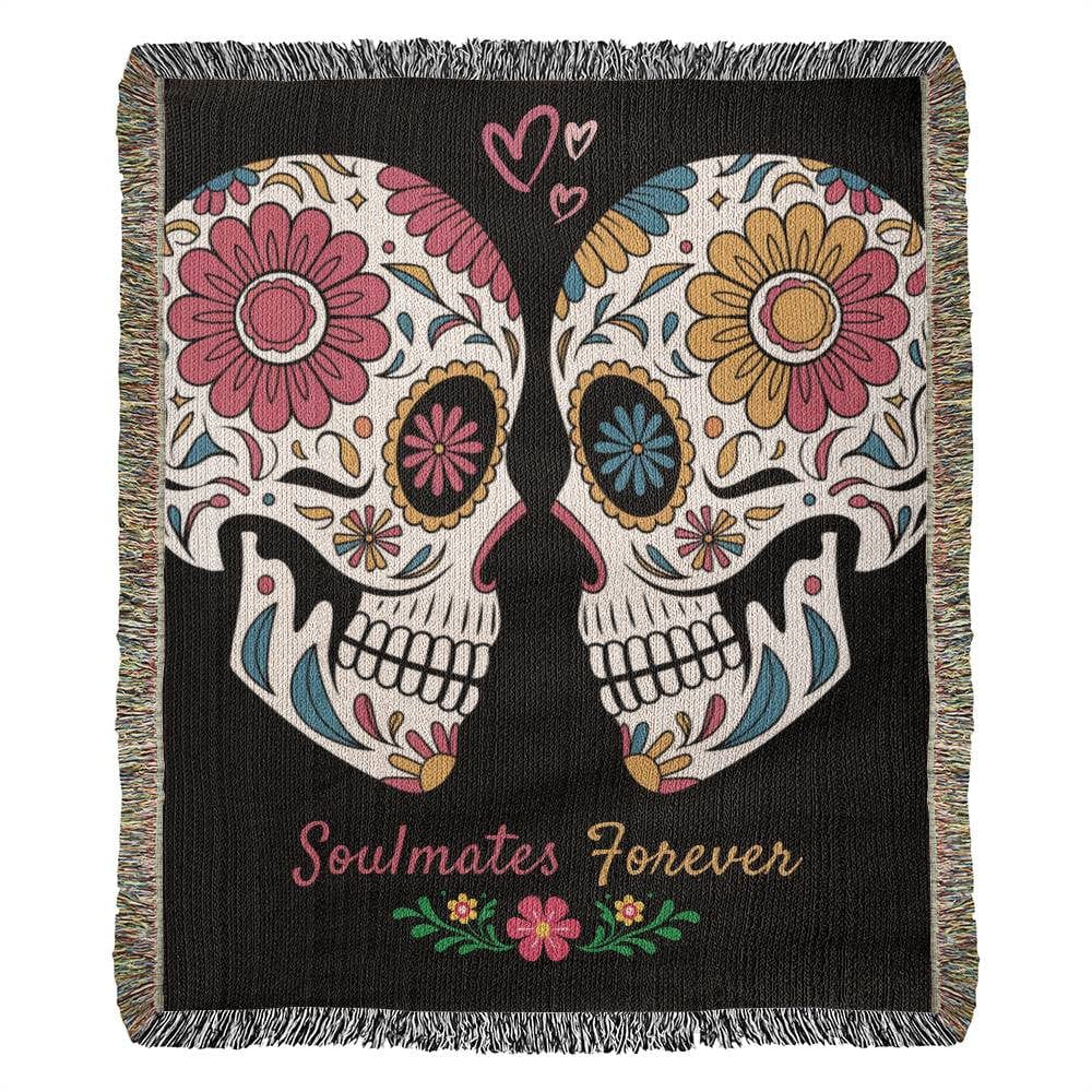 Sugar Skull Couple, Soulmates Forever Woven Blanket